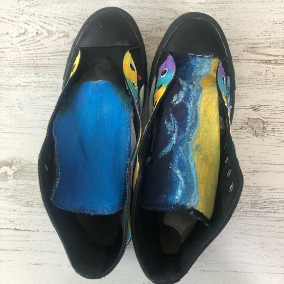 CONVERSE Hand Painted Custom Art to Wear High Top All Stars 9 Rainbow Celestial - Picture 12 of 12